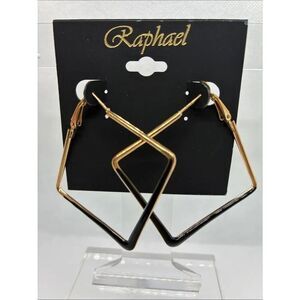 3For$20 Raphael Gold and Black Angular Hoop Earrings for Women